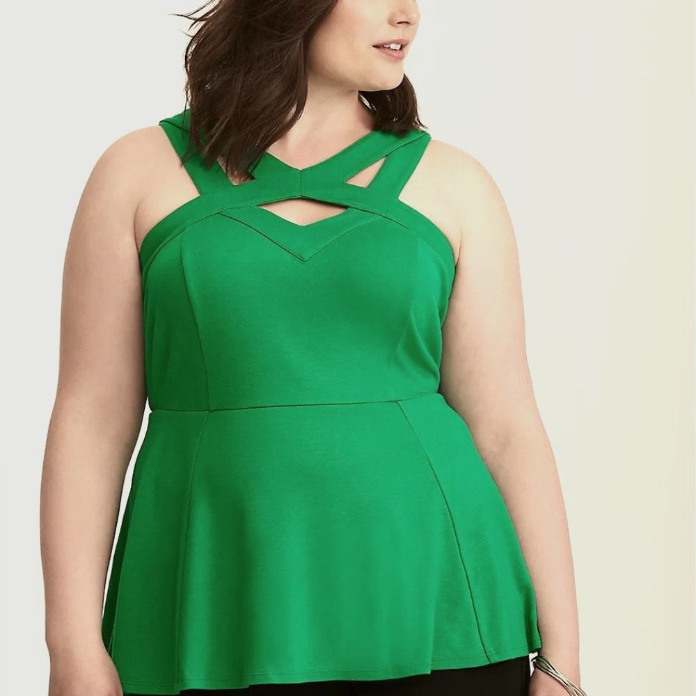 Kelly Green Strappy Peplum Tank